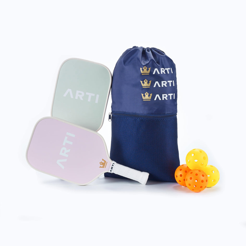 ARTI Flowers Pickleball Set — 2 Paddles, 4 Balls & Carry Bag