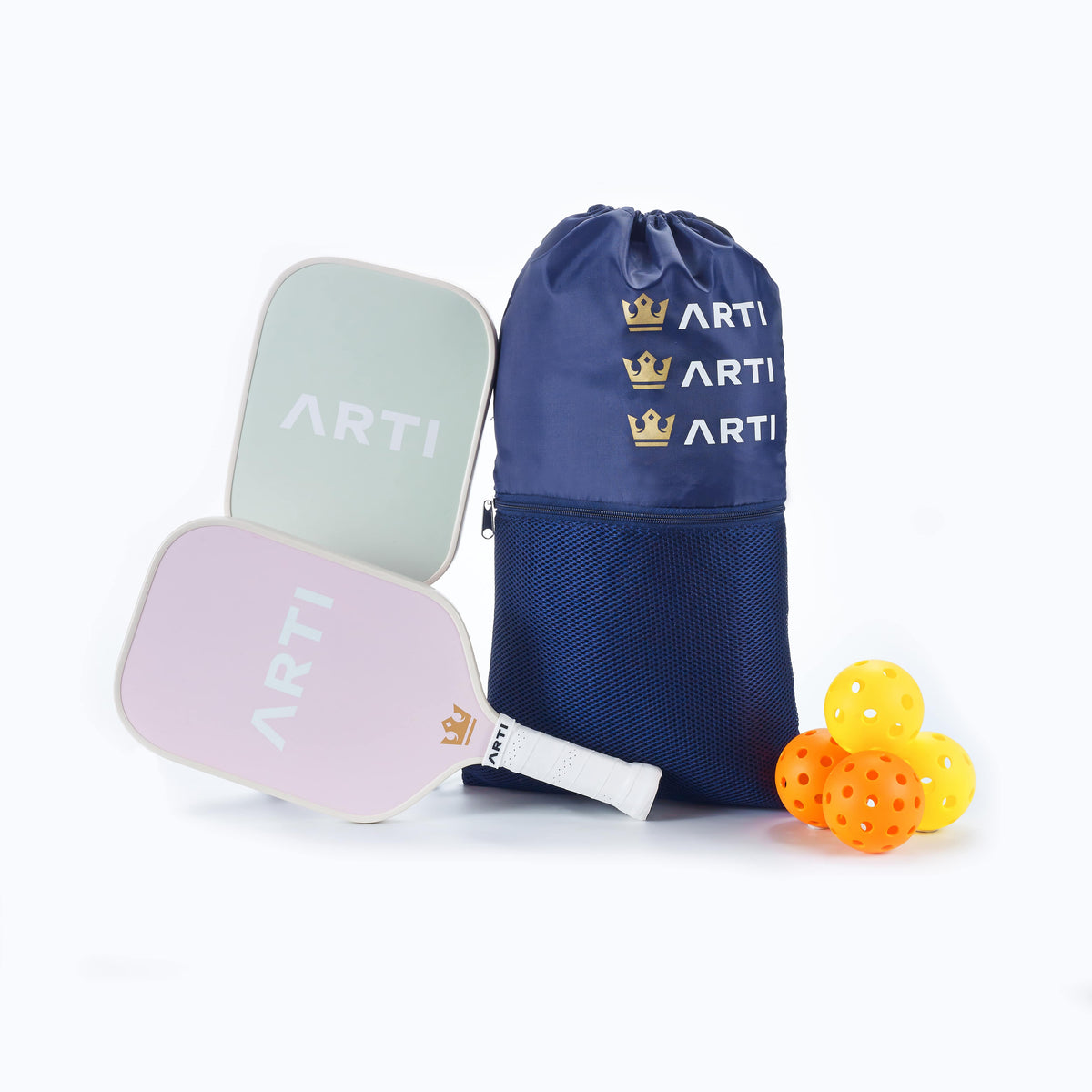 ARTI Flowers Pickleball Set — 2 Paddles, 4 Balls & Carry Bag