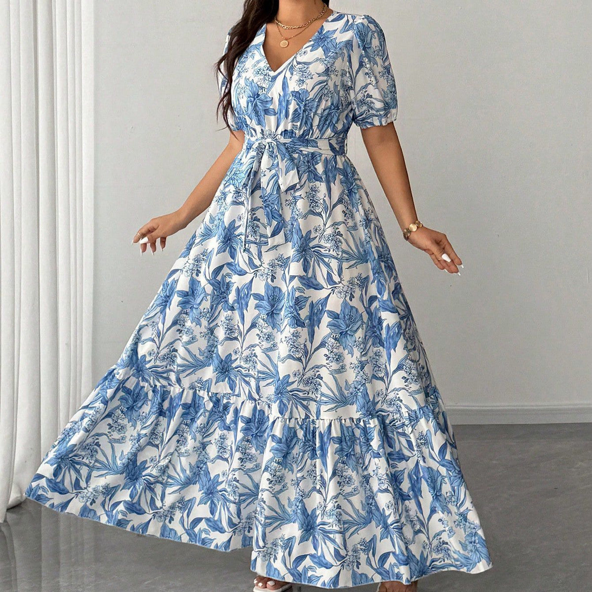 Women's Plus Size Sleeveless V-Neck A-Line Maxi Dress