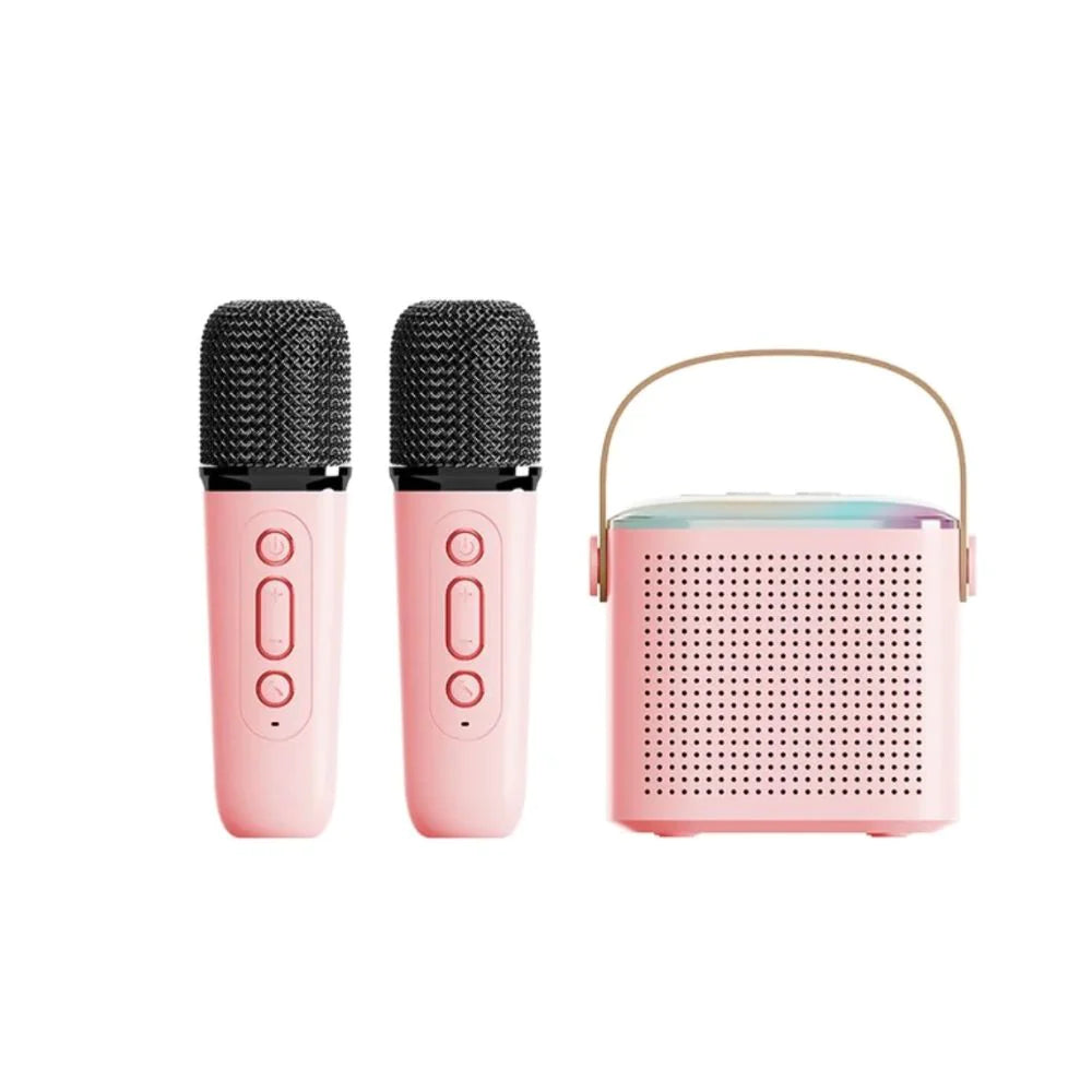 Bluetooth Karaoke Speaker with 2 Wireless Mics & RGB Lights