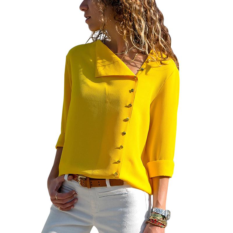 Women's Plus Size Skew-Collar Chiffon Blouse