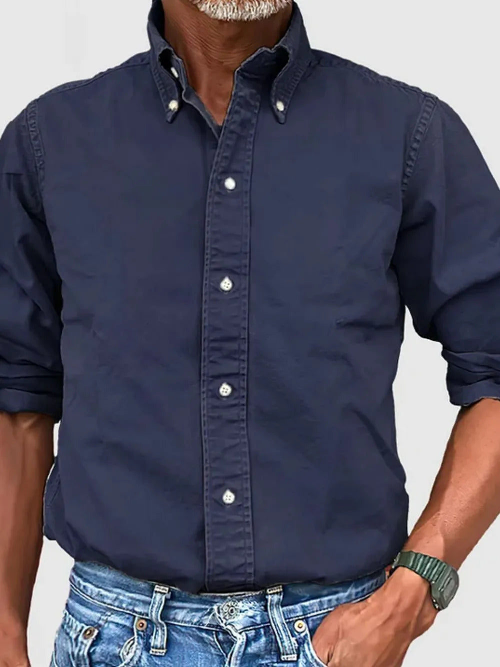 Men's Plus Size Collared Button-Down Shirt