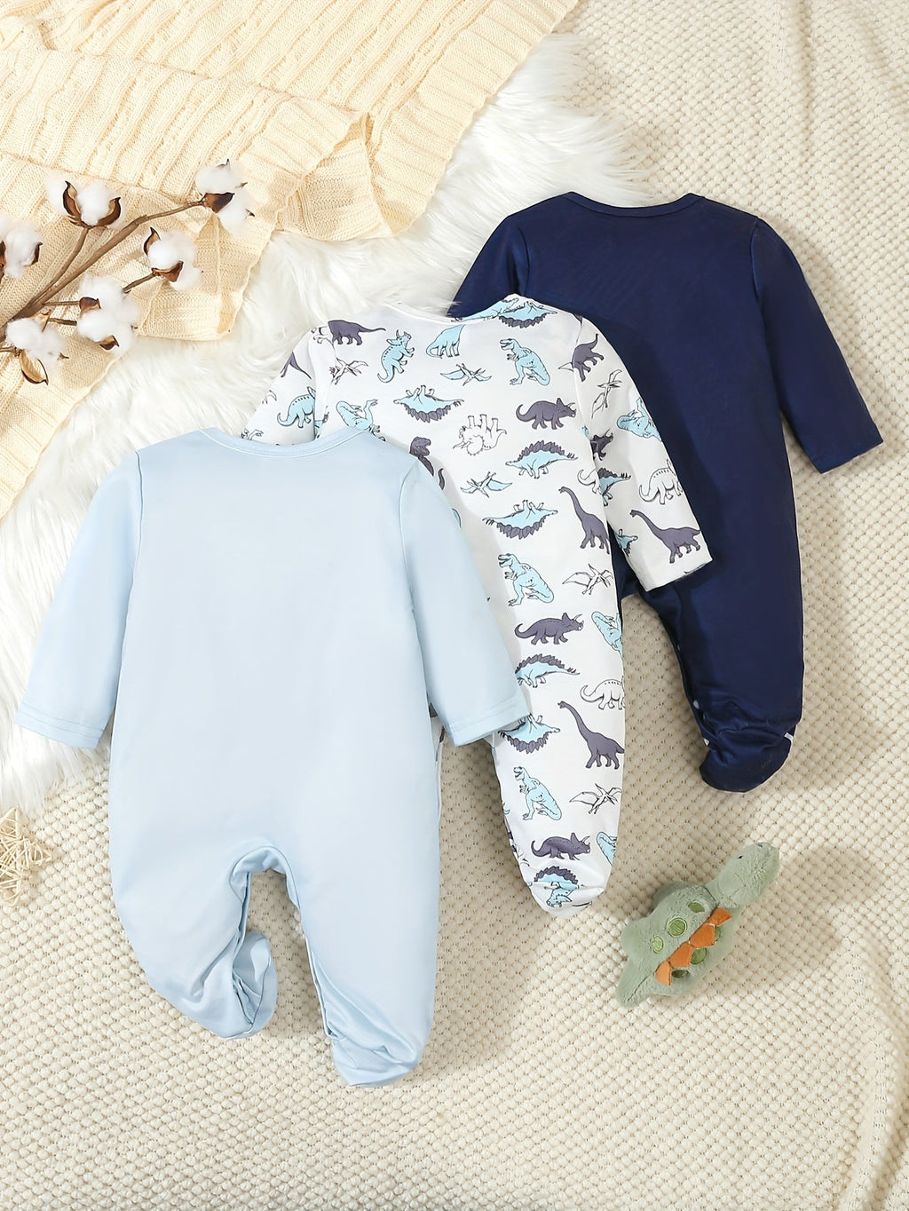Baby Dinosaur Print Bodysuits – 3-Pack