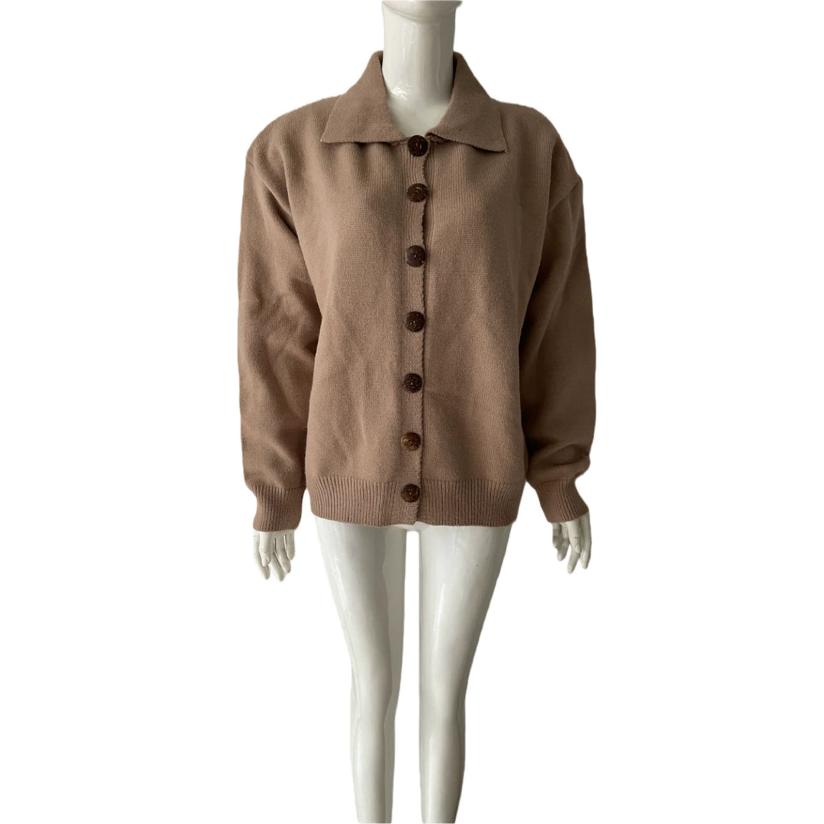 Lapel-Collar Faux-Lambswool Sweater