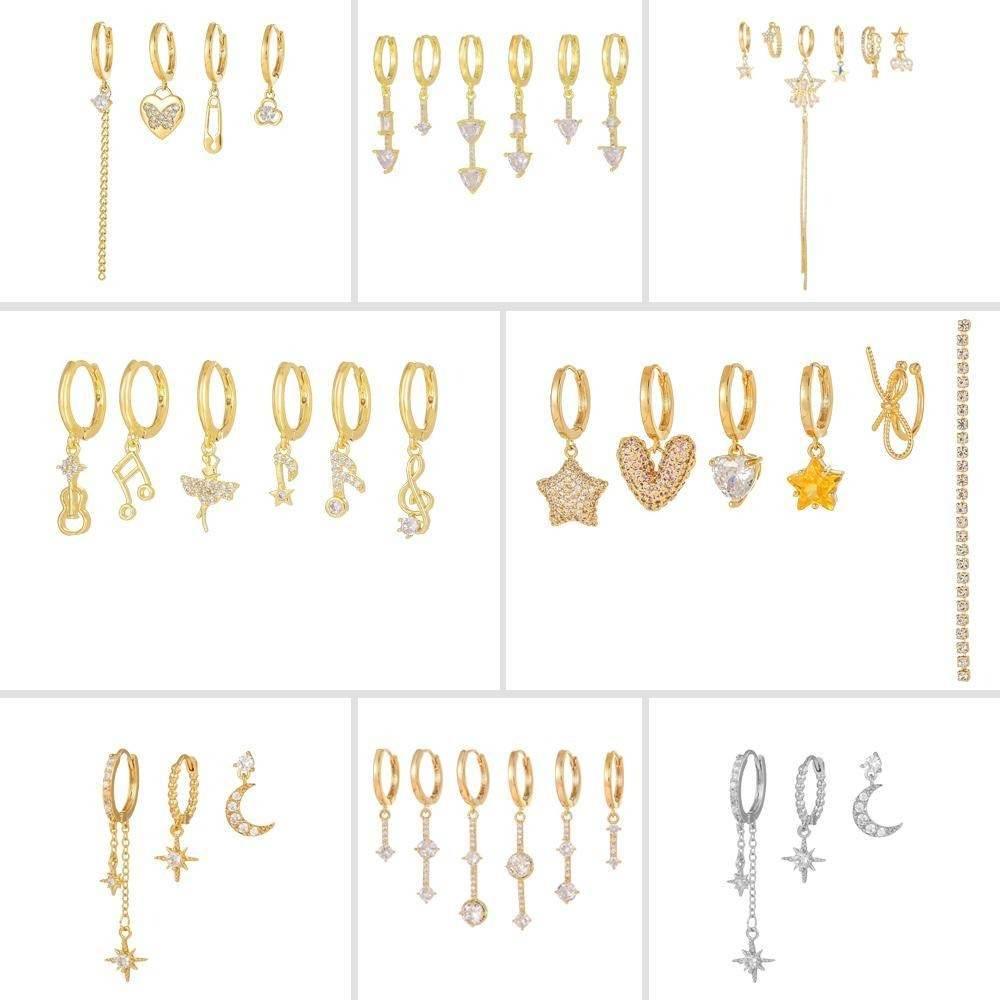 Celestial Star & Moon Six-Piece Earring Set