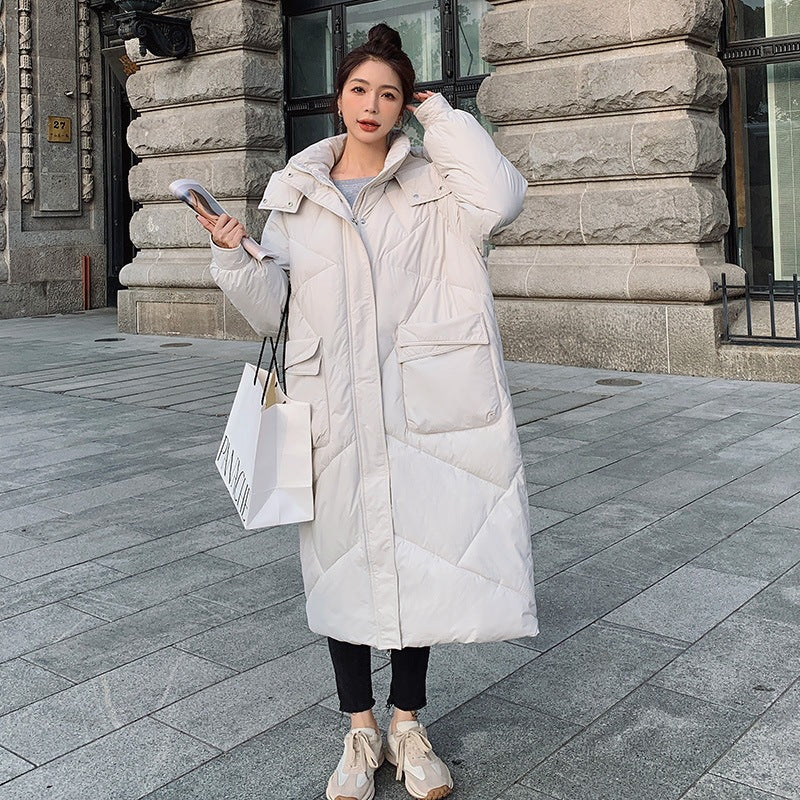 Women's Plus Size Loose Over-Knee Long Cotton Padded Jacket