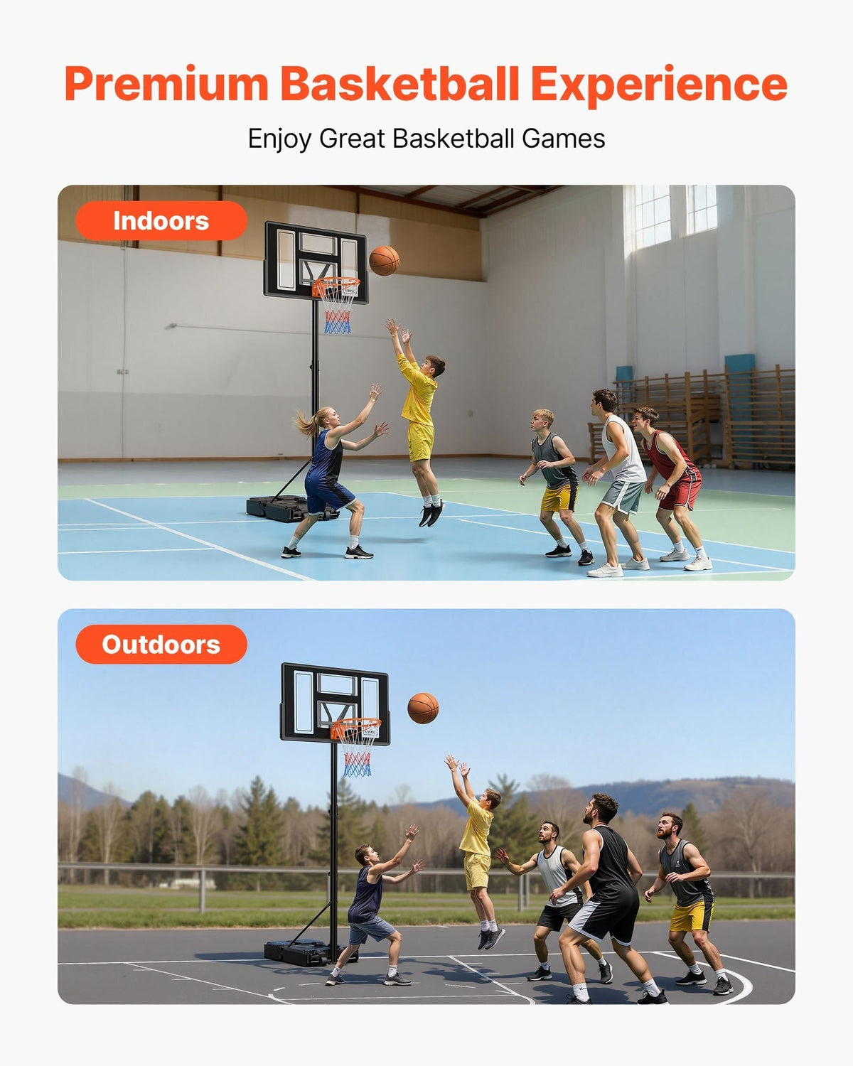 Adjustable Portable Basketball Hoop – 4.4 to 10 Ft