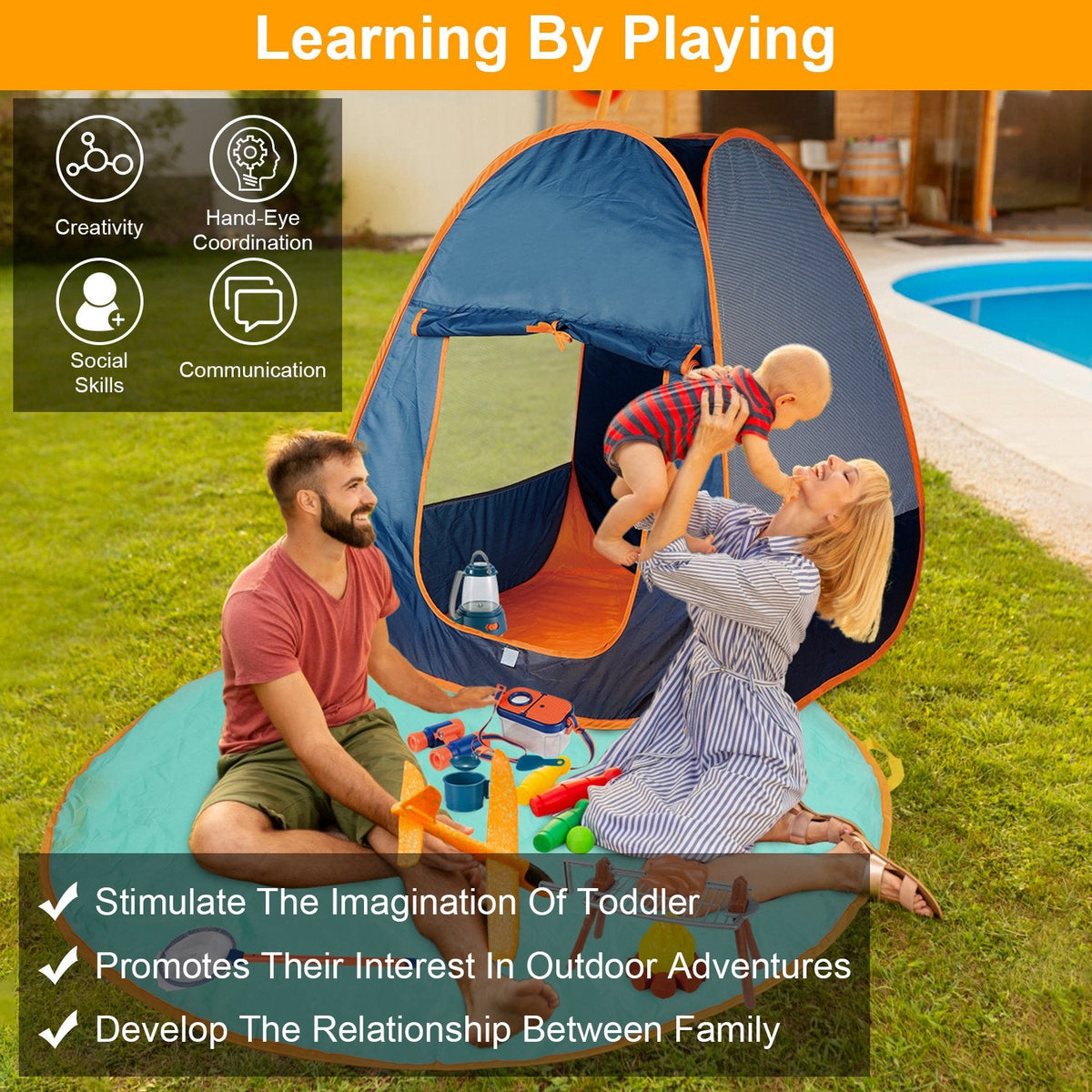 Kids’ Pretend Camping Play Set — 56 Pieces