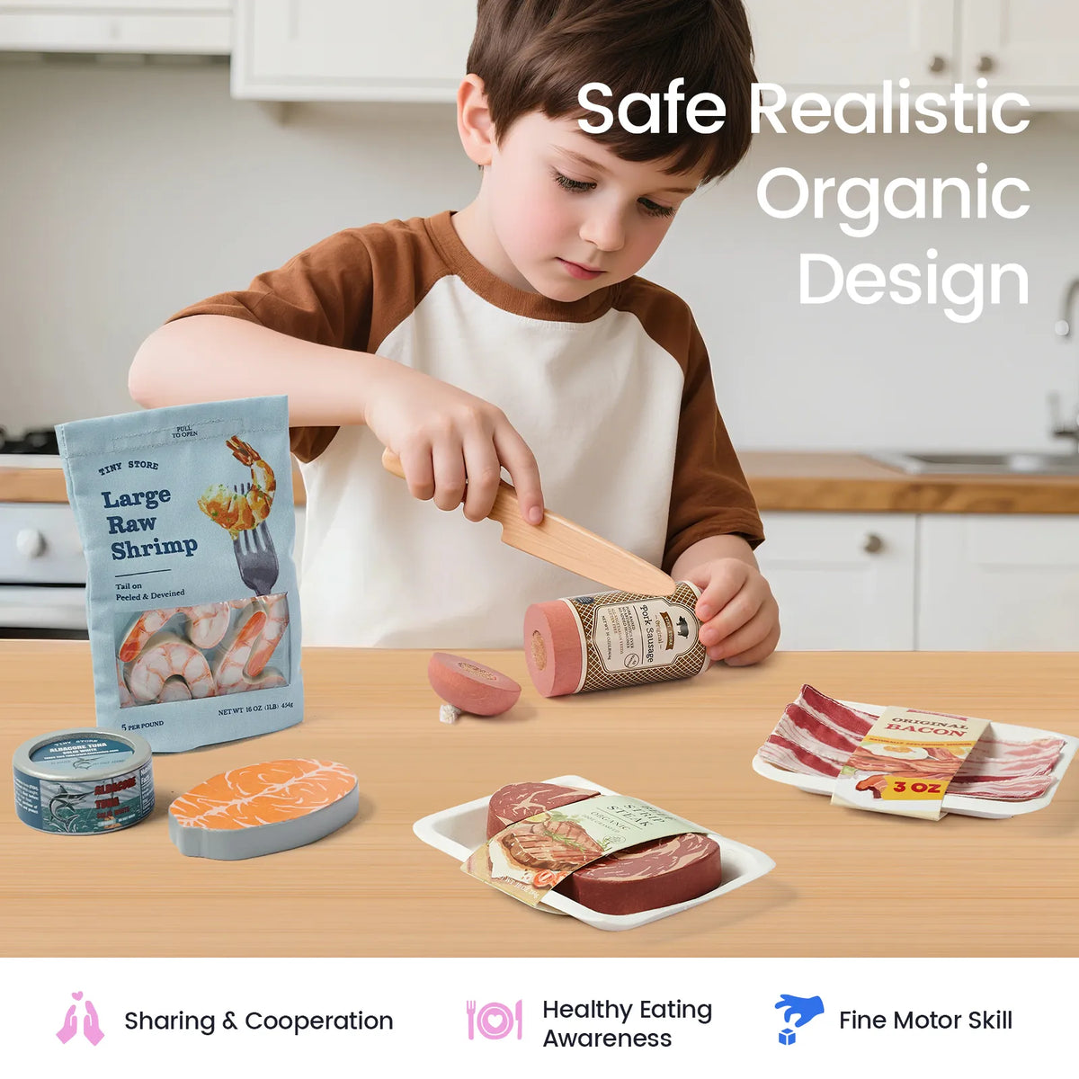 Tiny Land Organic Meat & Seafood Pretend Play Food Set