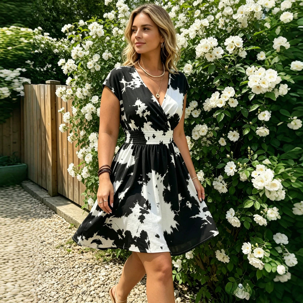 Women's Plus Size V-Neck Print Dress