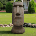 35-Inch Concrete Moai Head Garden Statue