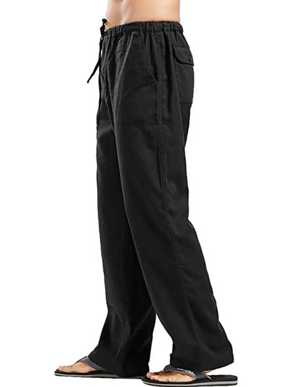 Men's Plus Size Drawstring Straight-Leg Pants