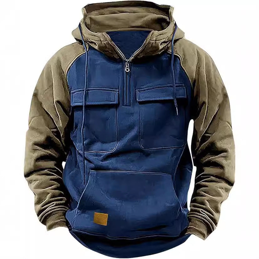 Men's Fleece Cargo Half-Zip Hoodie