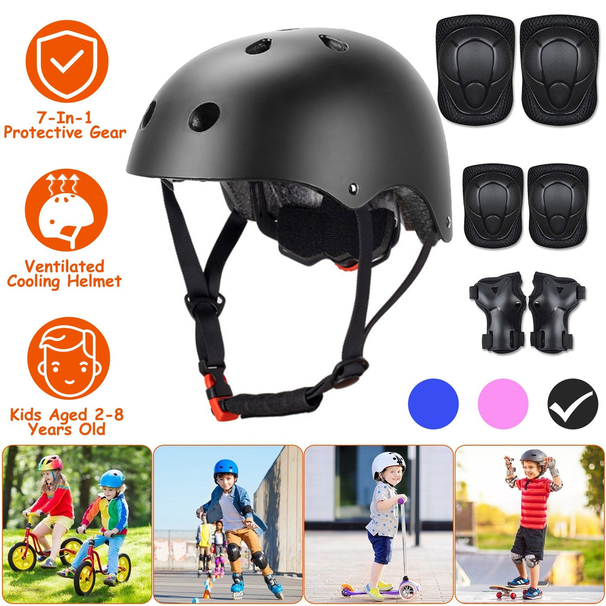 GBruno Kids’ Helmet & Safety Gear Set, 7 Pieces