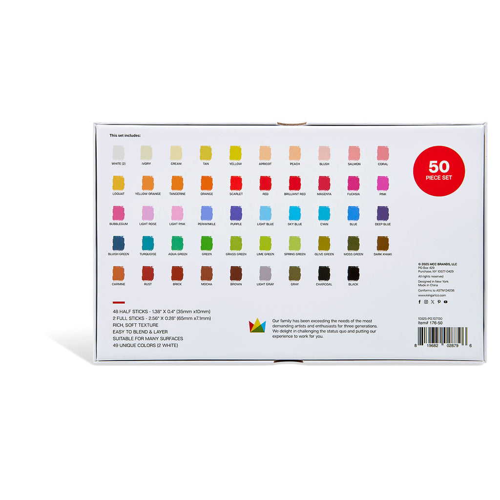 Soft Square Pastel Half Sticks, 50 Pieces