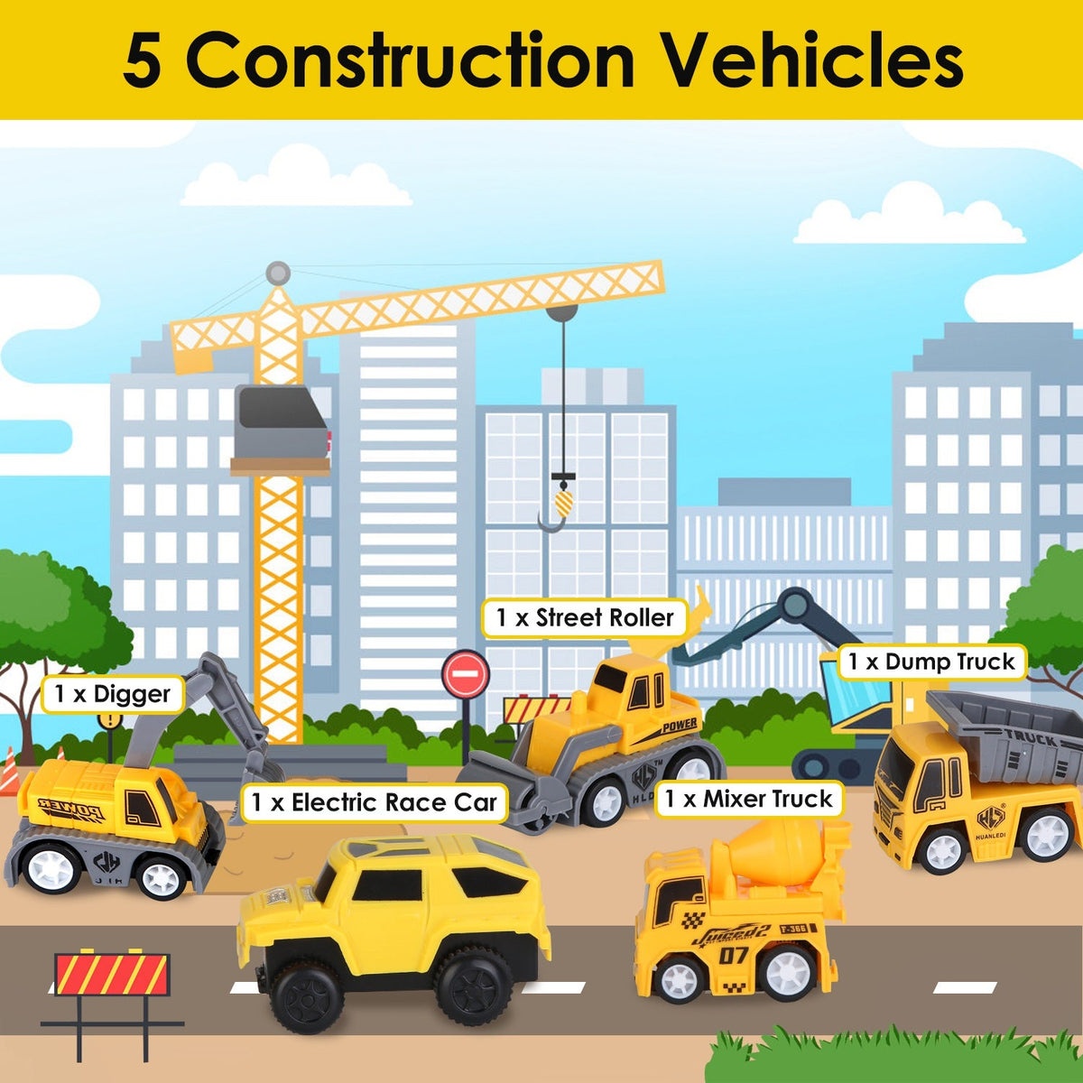 340-Piece Construction Vehicle Race Track Set