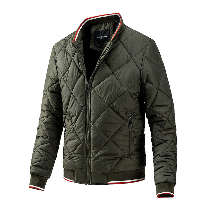 Men's Plus Size Diamond-Quilted Baseball-Collar Jacket