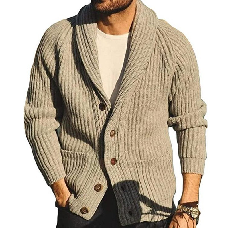 Men's Button-Front Cardigan with Pockets