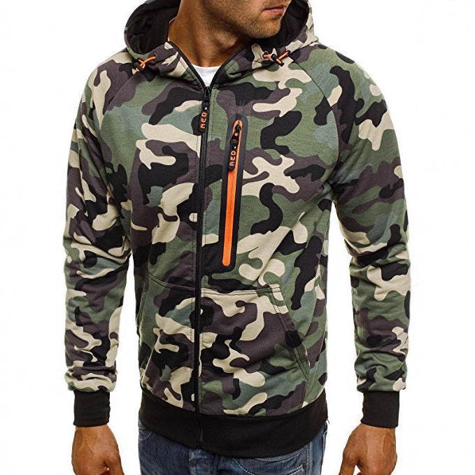 Men's Casual Zip-Up Hooded Sweatshirt Jacket