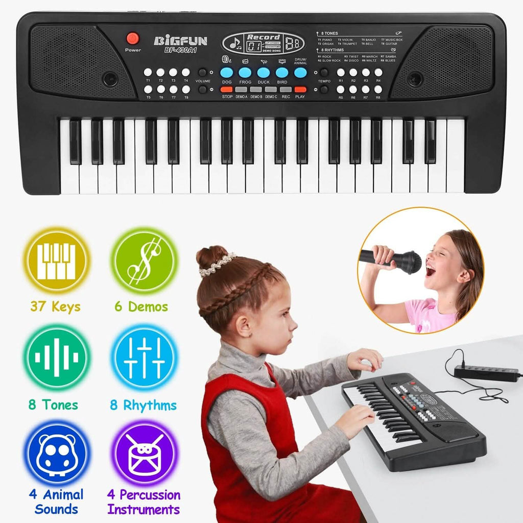 Kids' 37-Key Electronic Piano Keyboard with Microphone