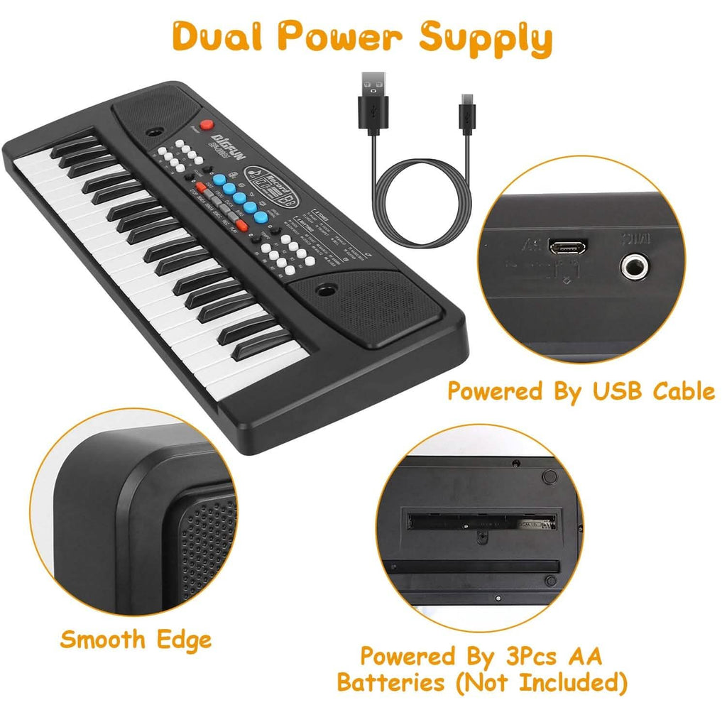 Kids' 37-Key Electronic Piano Keyboard with Microphone