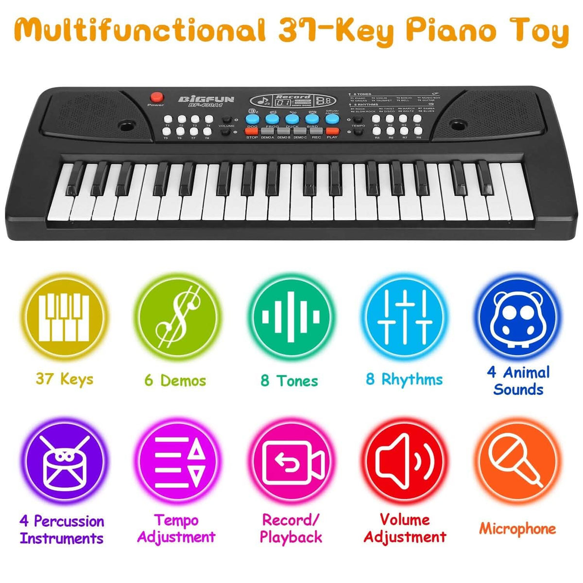 Kids' 37-Key Electronic Piano Keyboard with Microphone