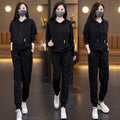 Women's Plus Size Wide-Leg Hooded Rhinestone Two-Piece Set