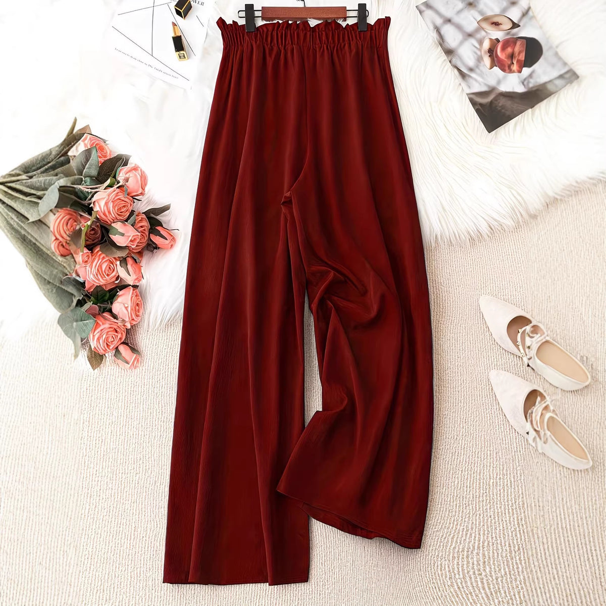 Women's Plus Size Tie-Waist Wide-Leg Pants