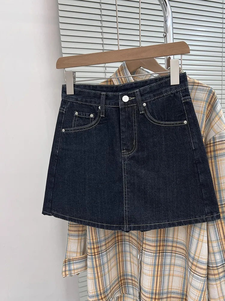 Women's Plus Size Denim High-Waist Skirt
