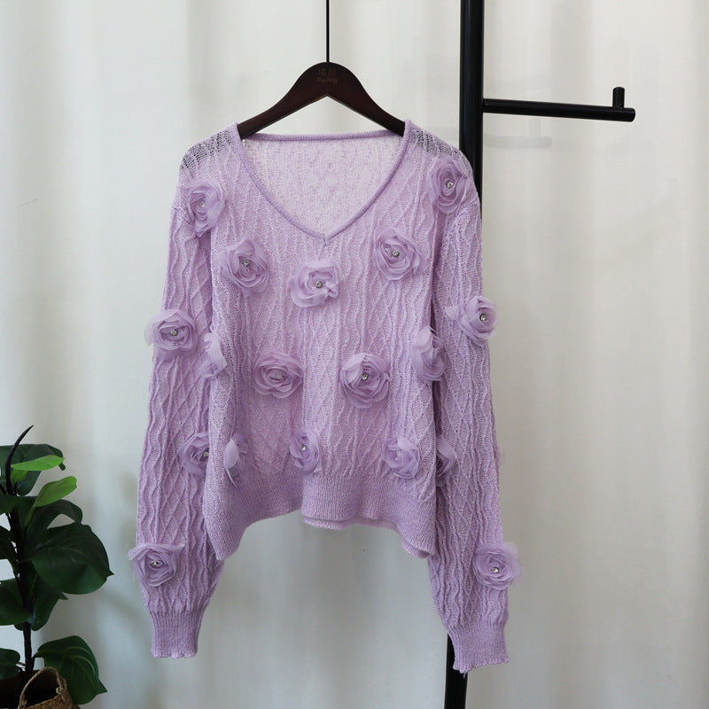 Floral V-Neck Sweater