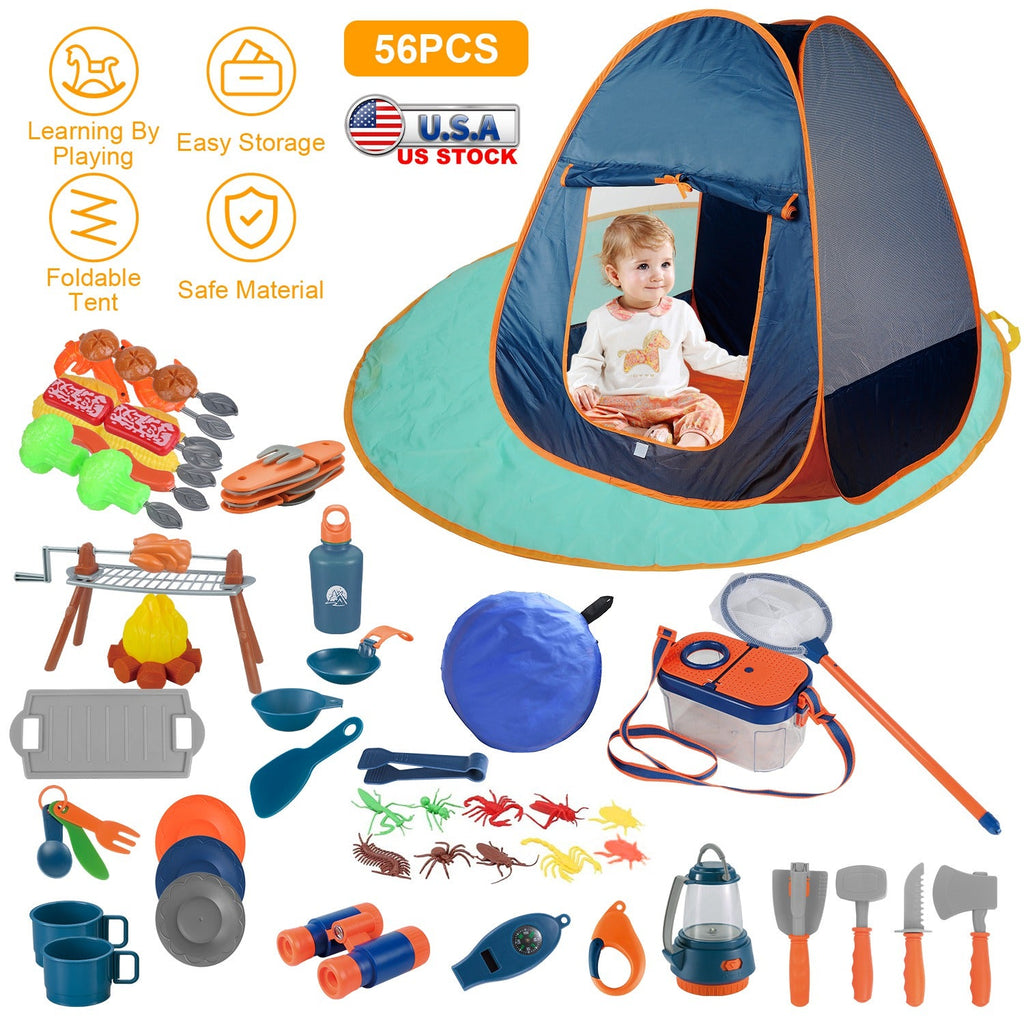 Kids’ Pretend Camping Play Set — 56 Pieces