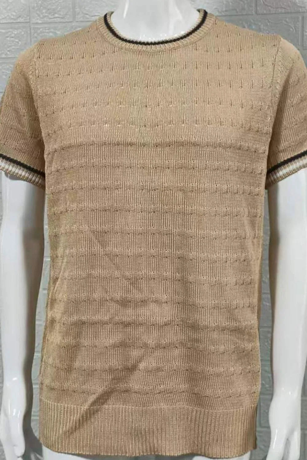 Men's Plus Size Textured Contrast-Trim T-Shirt