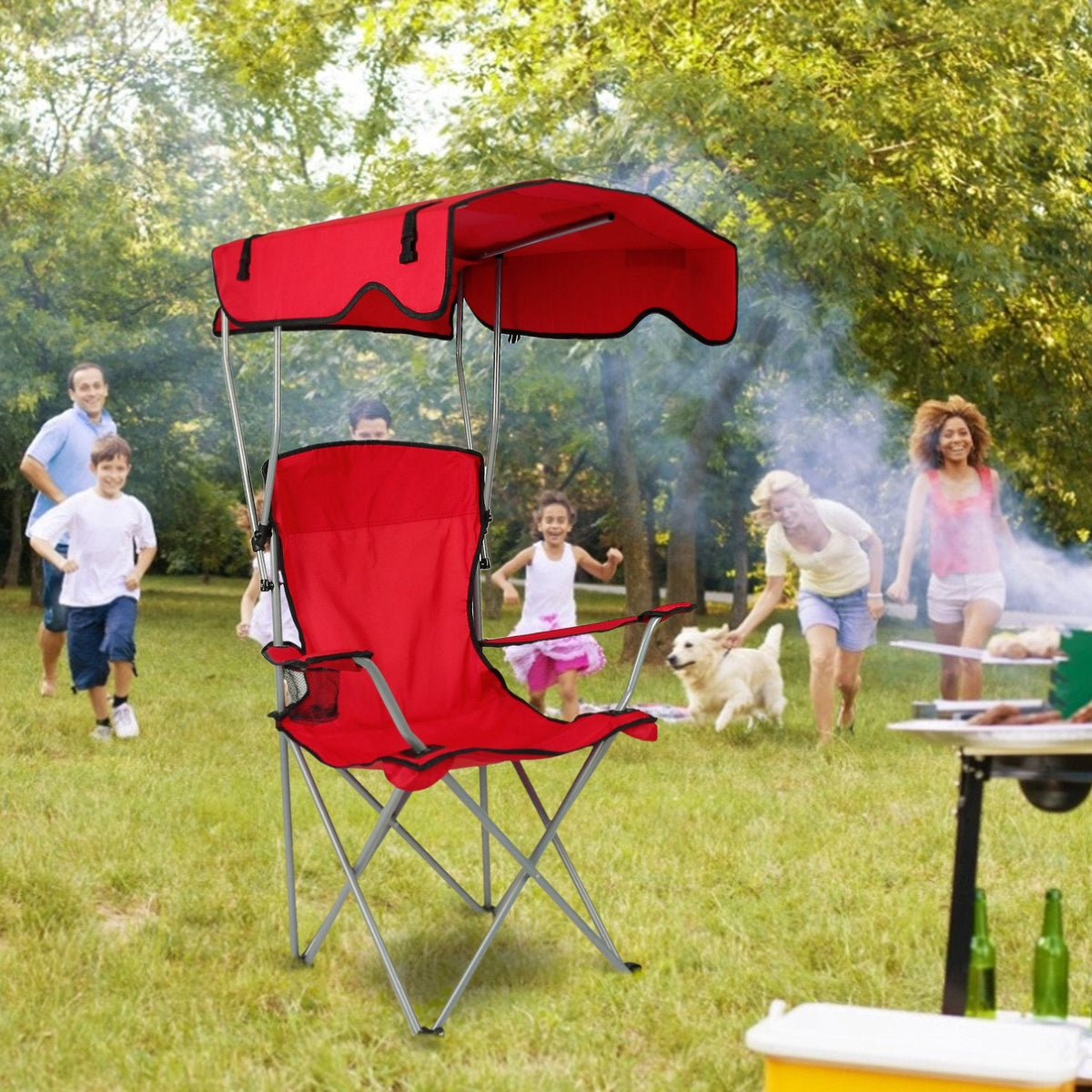 Folding Camping & Beach Chair with Canopy — 330 lb Capacity