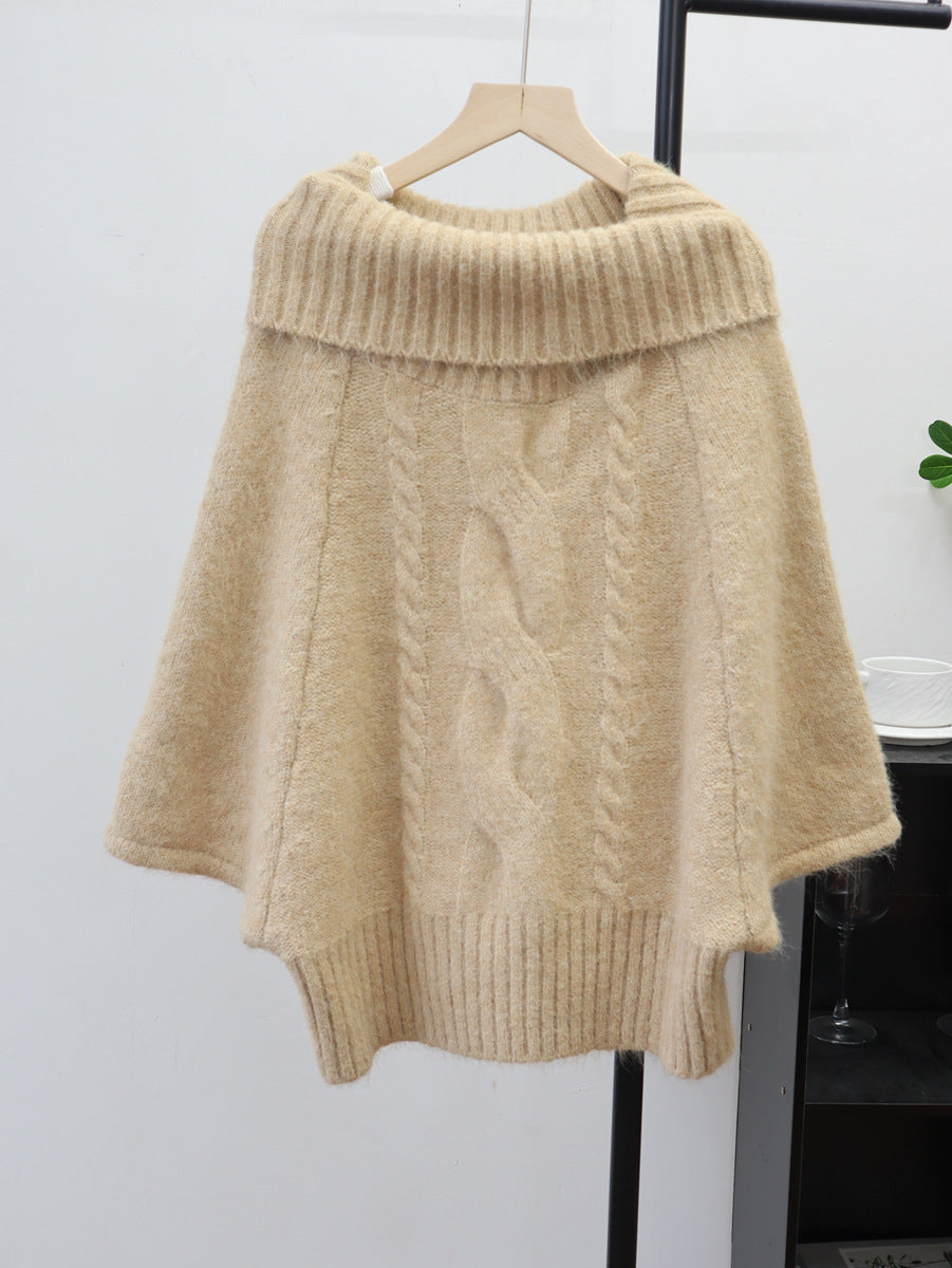 Cable-Knit Cape Sweater