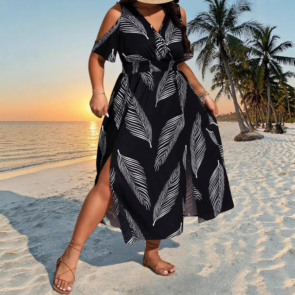 Women's Plus Size Bohemian Slit Maxi Dress