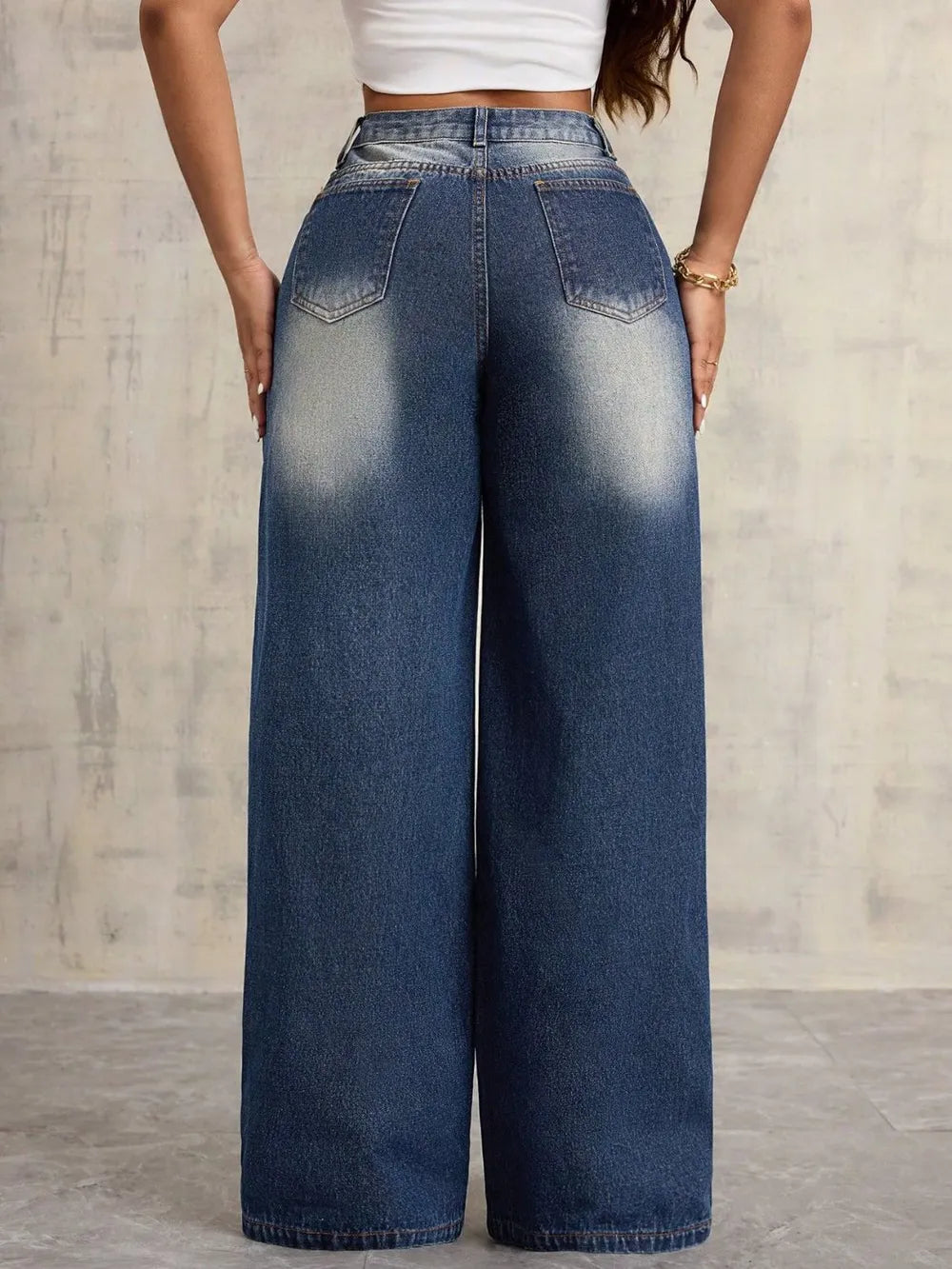 Embroidered Wide-Leg Jeans