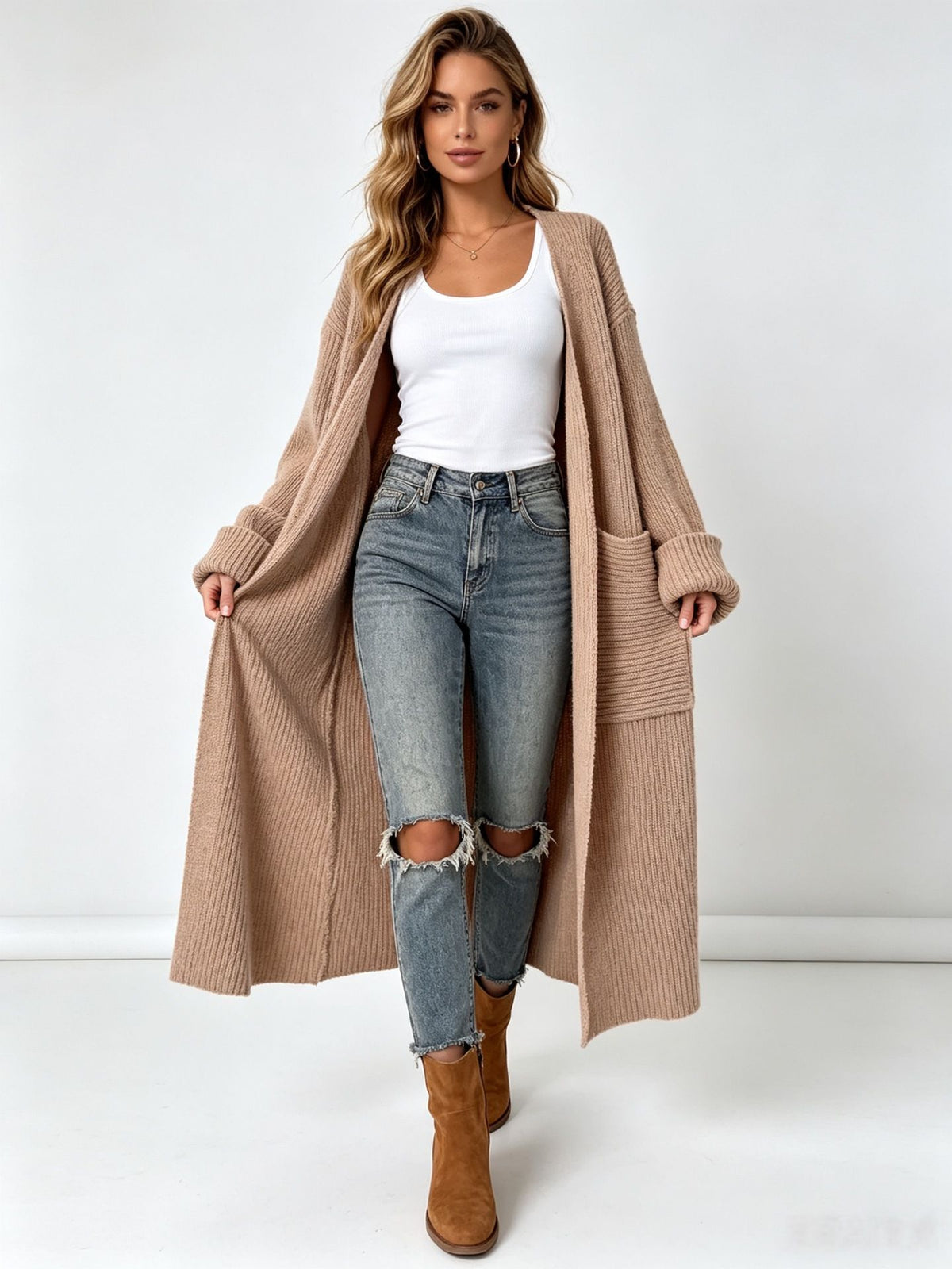 Relaxed Long-Sleeve V-Neck Sweater