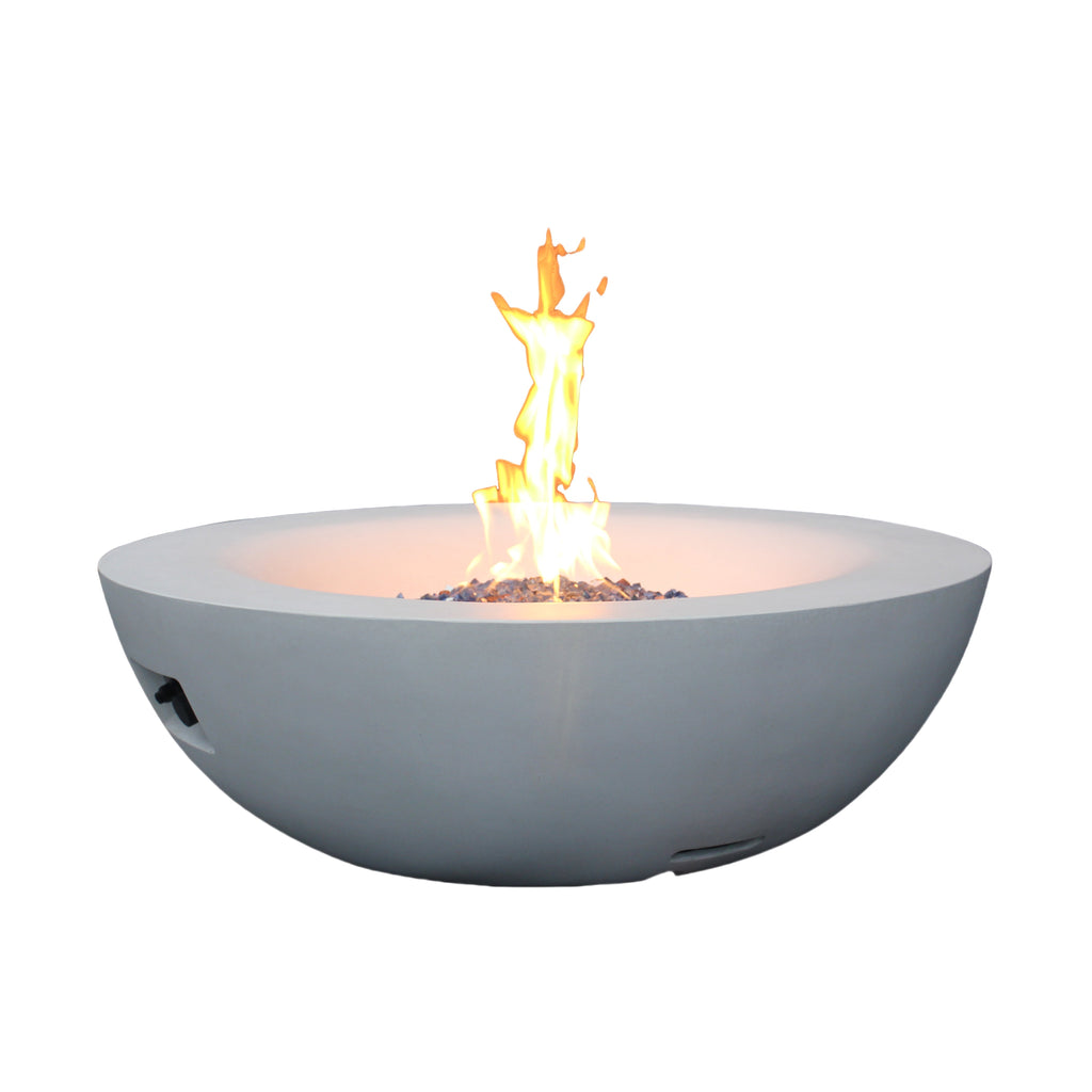 42-Inch Outdoor Concrete Propane Fire Pit Bowl – Antique White