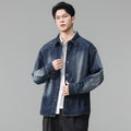 Men's Plus Size Retro Distressed Denim Shirt