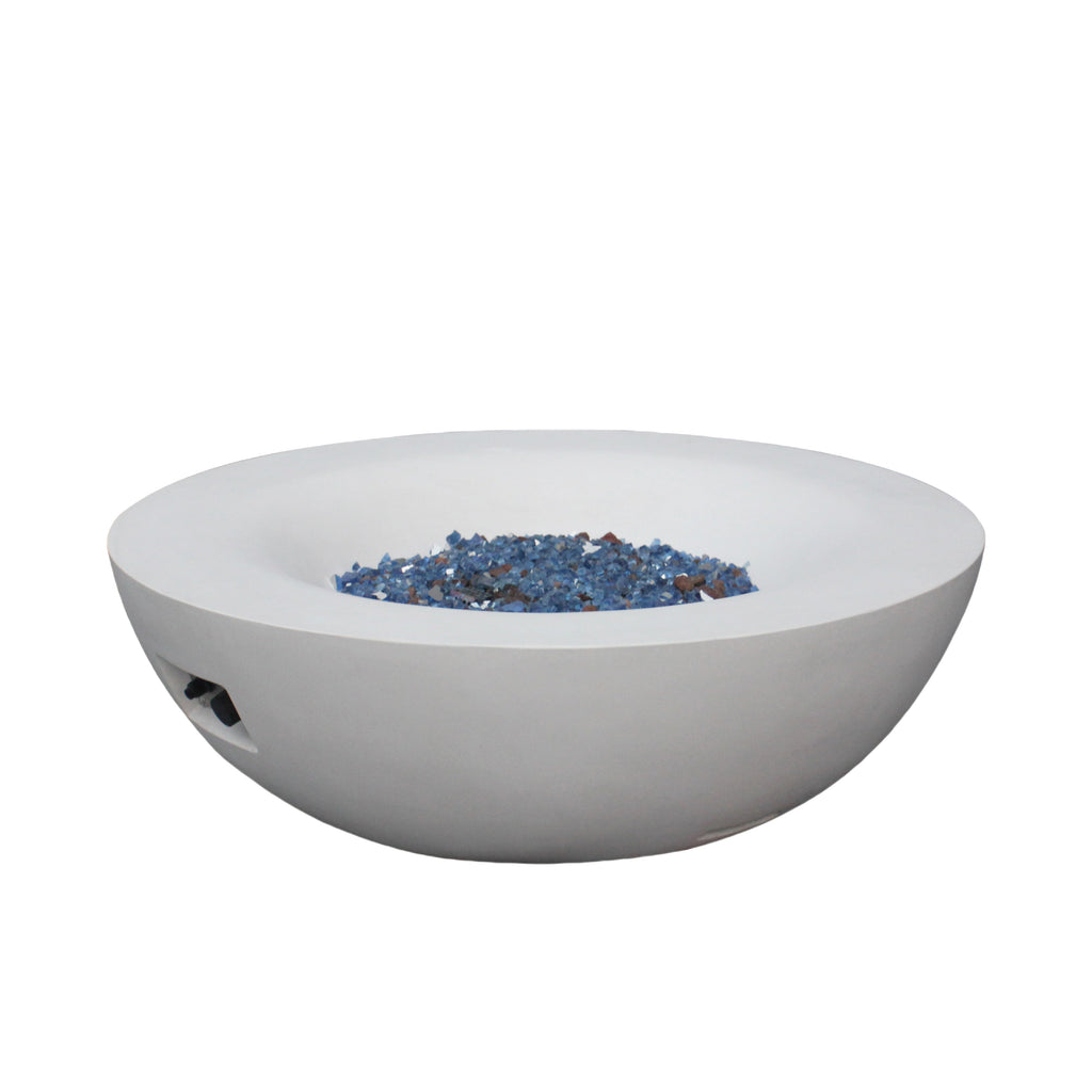 42-Inch Outdoor Concrete Propane Fire Pit Bowl – Antique White