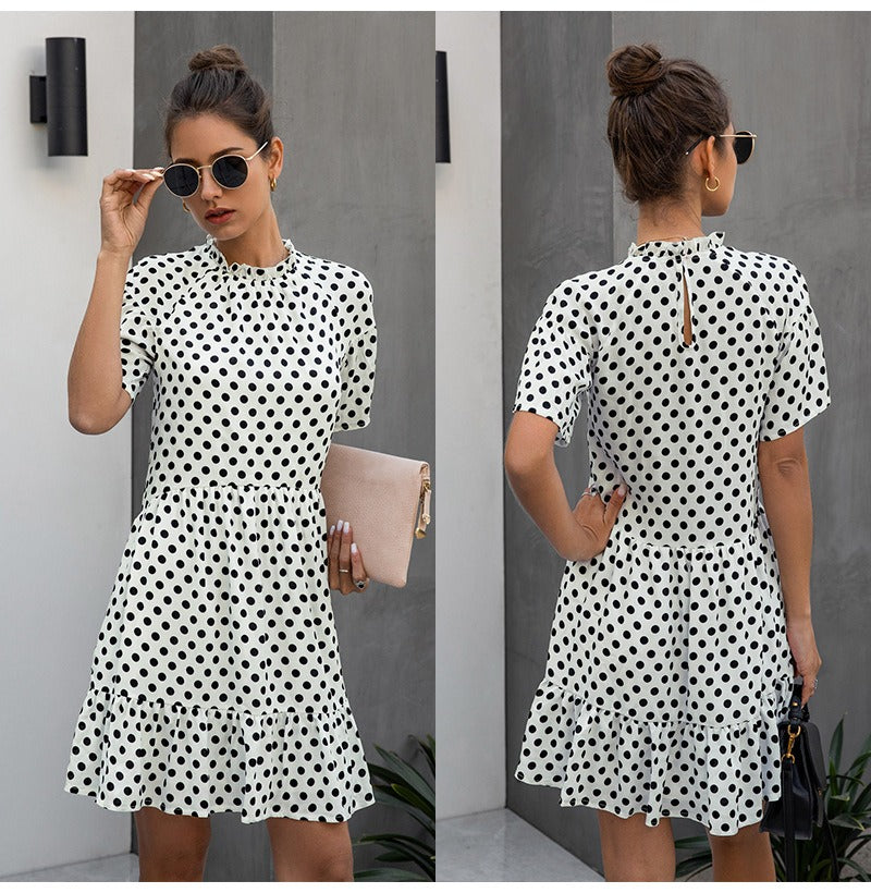 Women's Polka-Dot Chiffon Midi Dress
