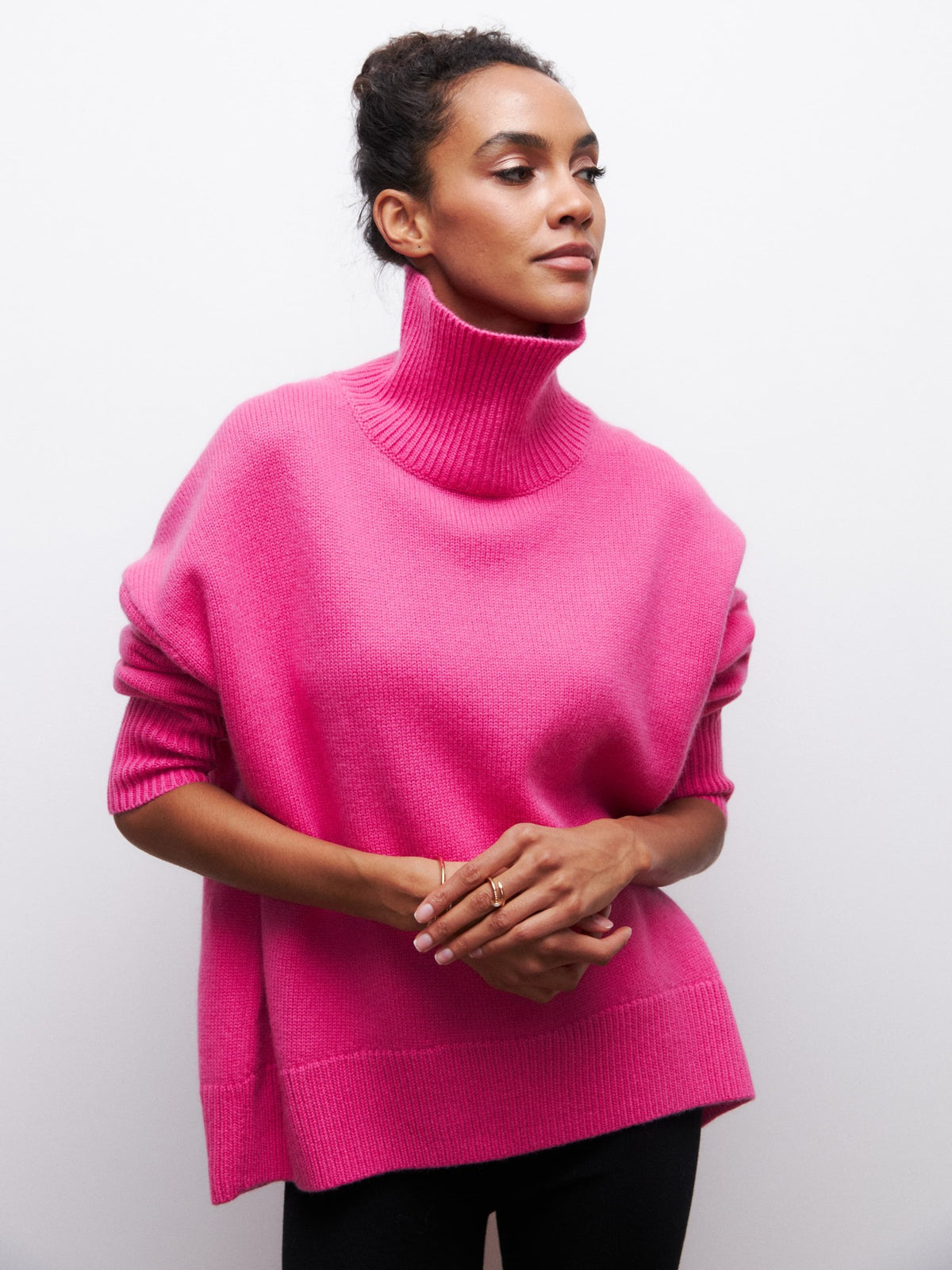 Relaxed Mock-Neck Knit Sweater
