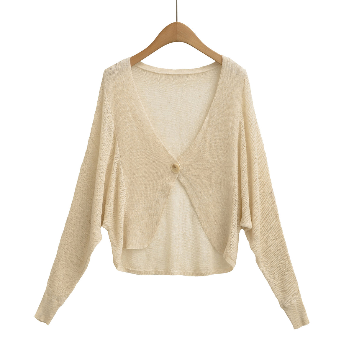 Single-Button V-Neck Cardigan