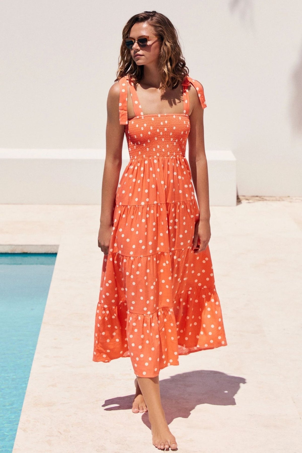 Printed High-Waist Pleated Maxi Dress