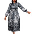 Women's Plus Size Printed Belted Banquet Dress