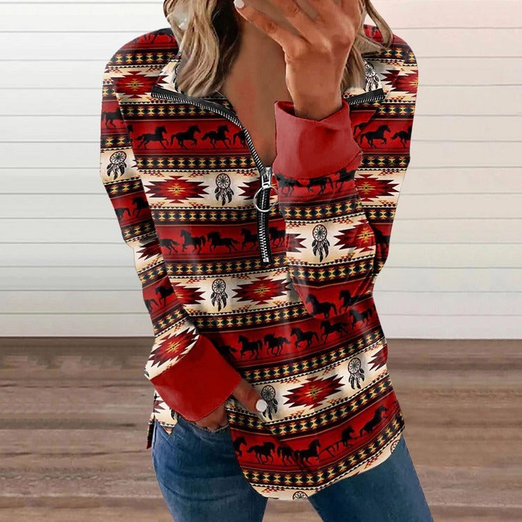 Women's Western-Style Zip Sweater