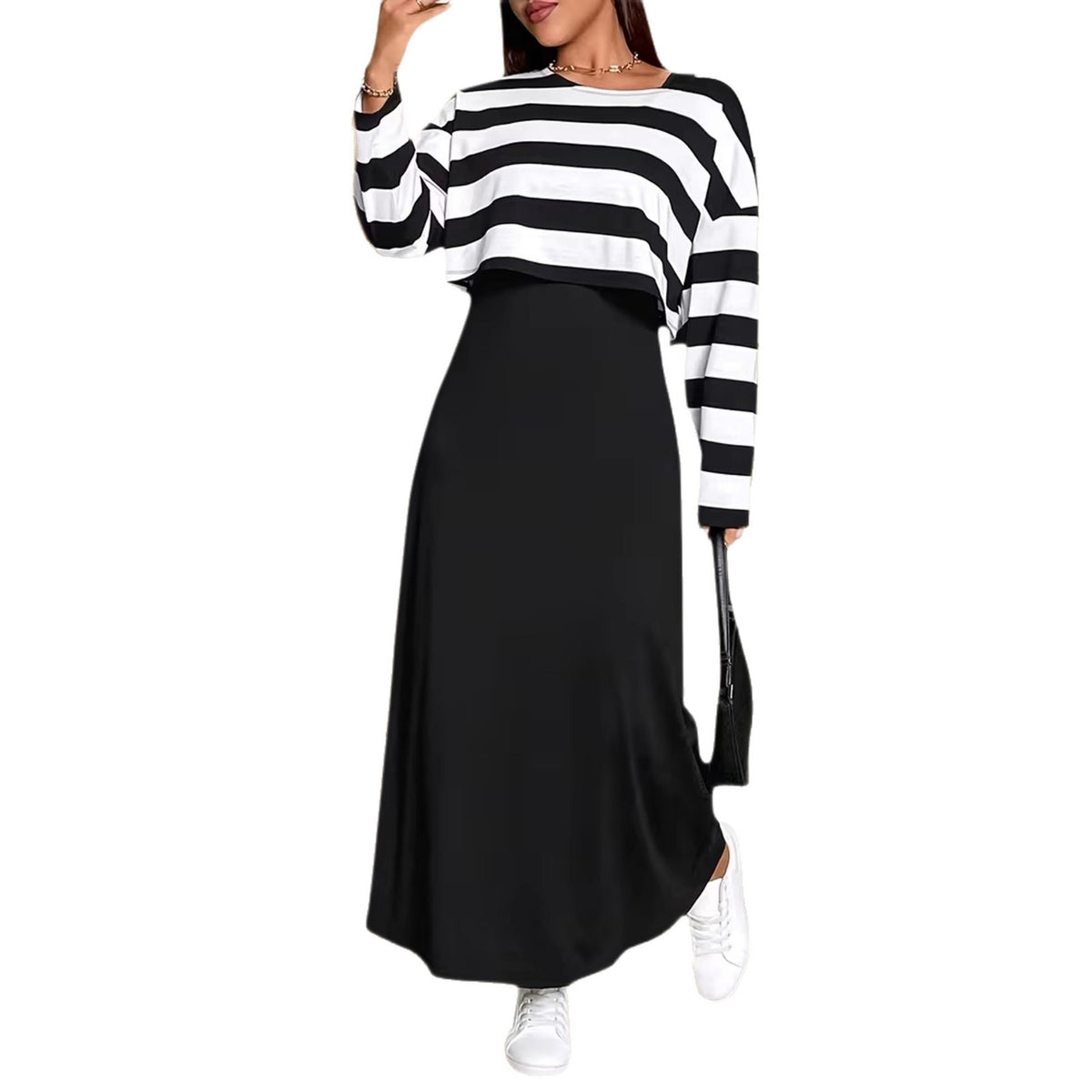 Women's Plus Size Striped Two-Piece Set