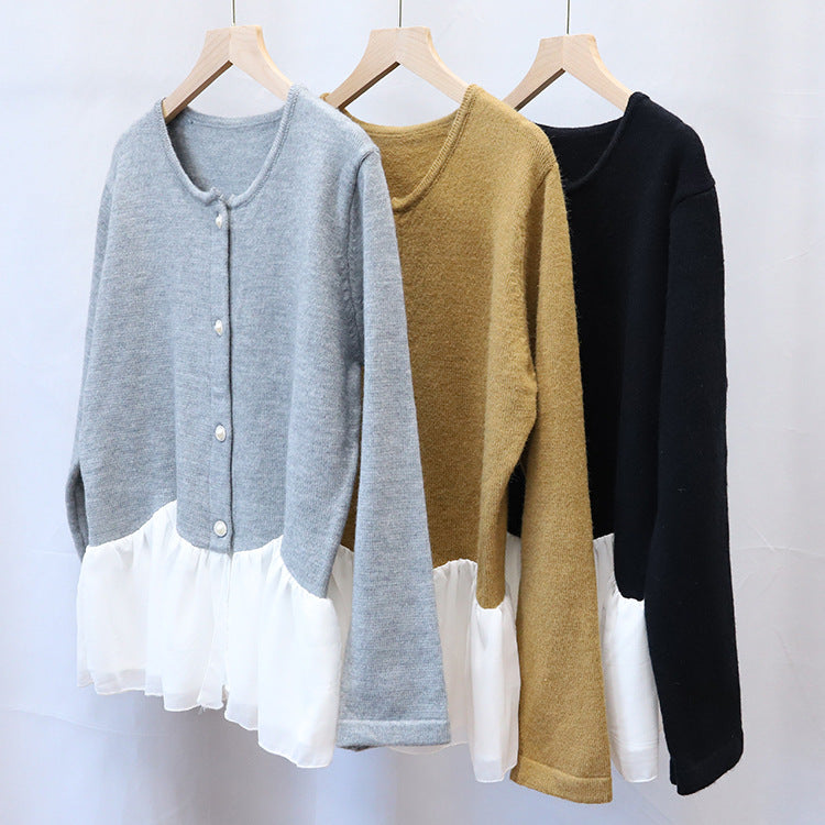 Round-Neck Button-Front Cardigan