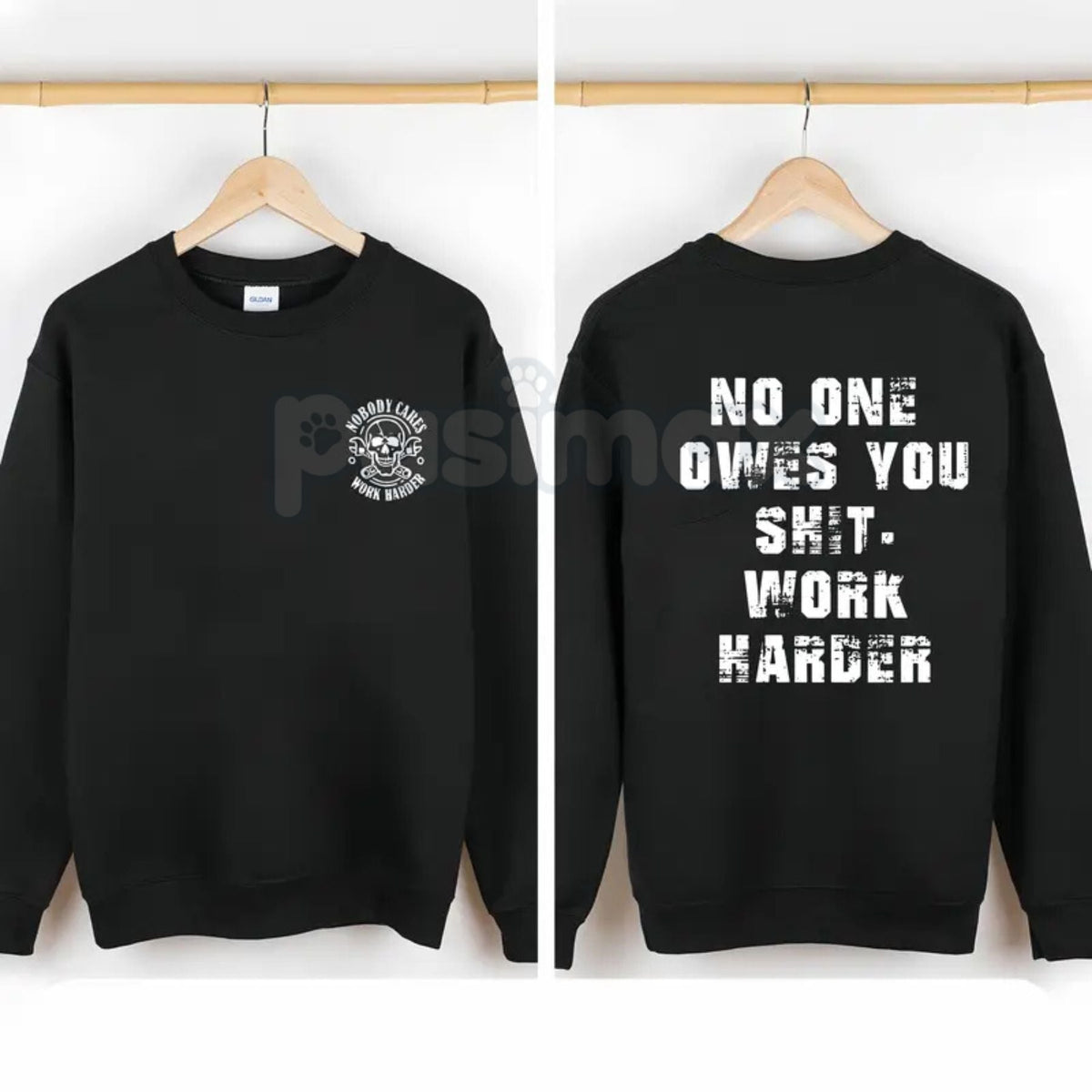 Work Harder Skull Graphic T-Shirt, Sweatshirt & Hoodie