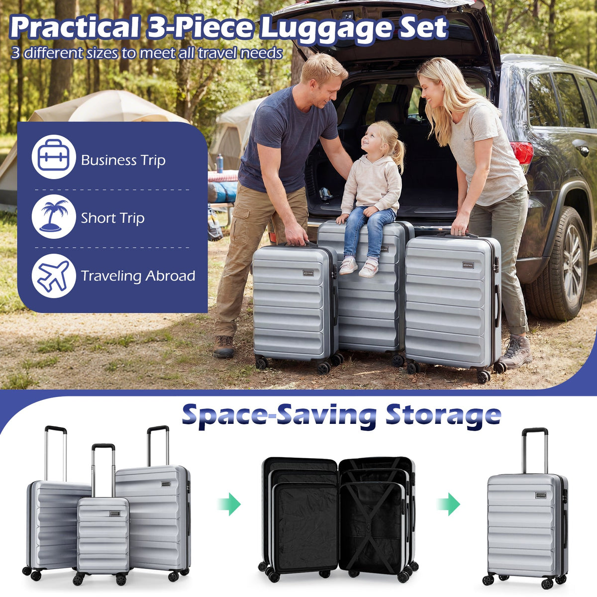 3-Piece Hardside Luggage Set — 20, 24 & 28 in